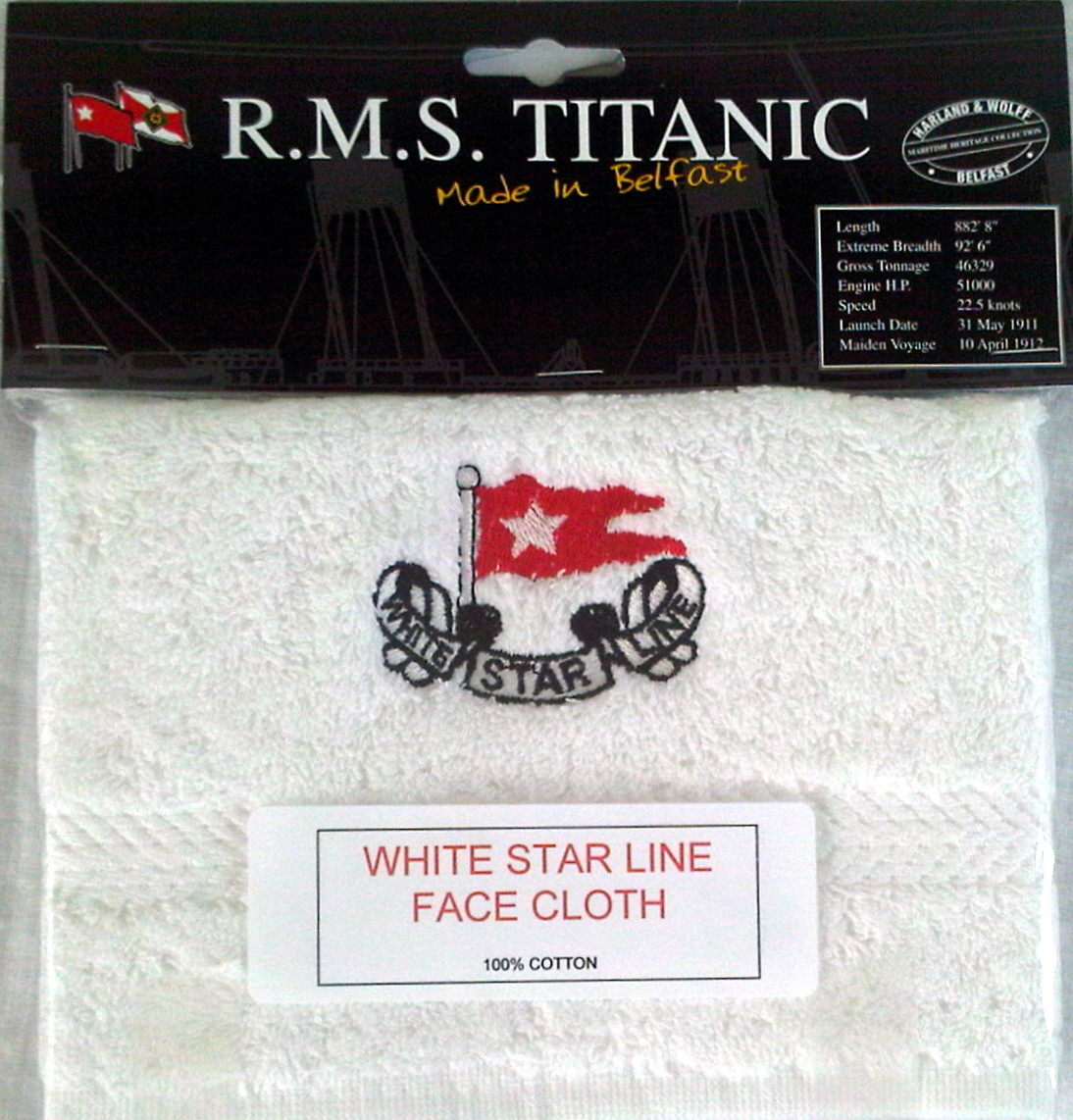 RMS Titanic Face Cloth - Click Image to Close